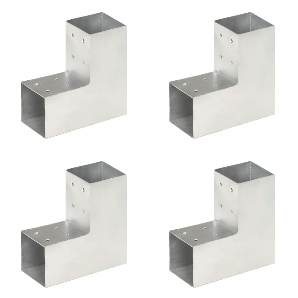 Tolppaliittimet 4 Kpl L-Muoto Galvanoitu Metalli 81X81 Mm