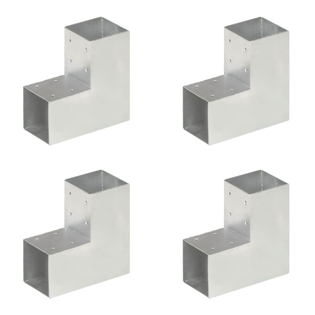 Tolppaliittimet 4 Kpl L-Muoto Galvanoitu Metalli 91X91 Mm