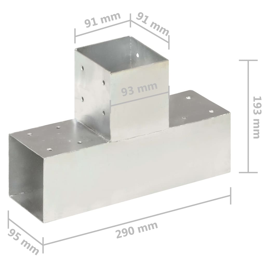 Tolppaliittimet 4 Kpl T-Muoto Galvanoitu Metalli 91X91 Mm