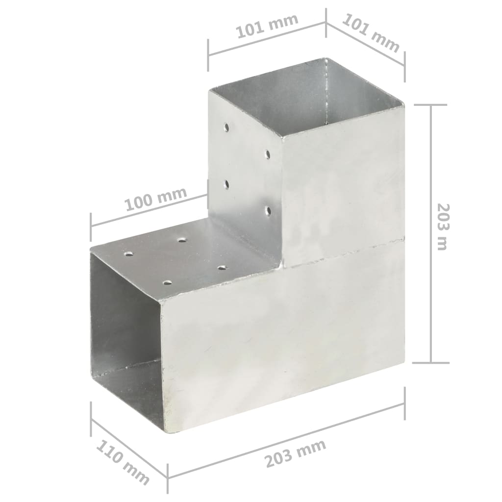 Tolppaliitin L-Muoto Galvanoitu Metalli 101X101 Mm