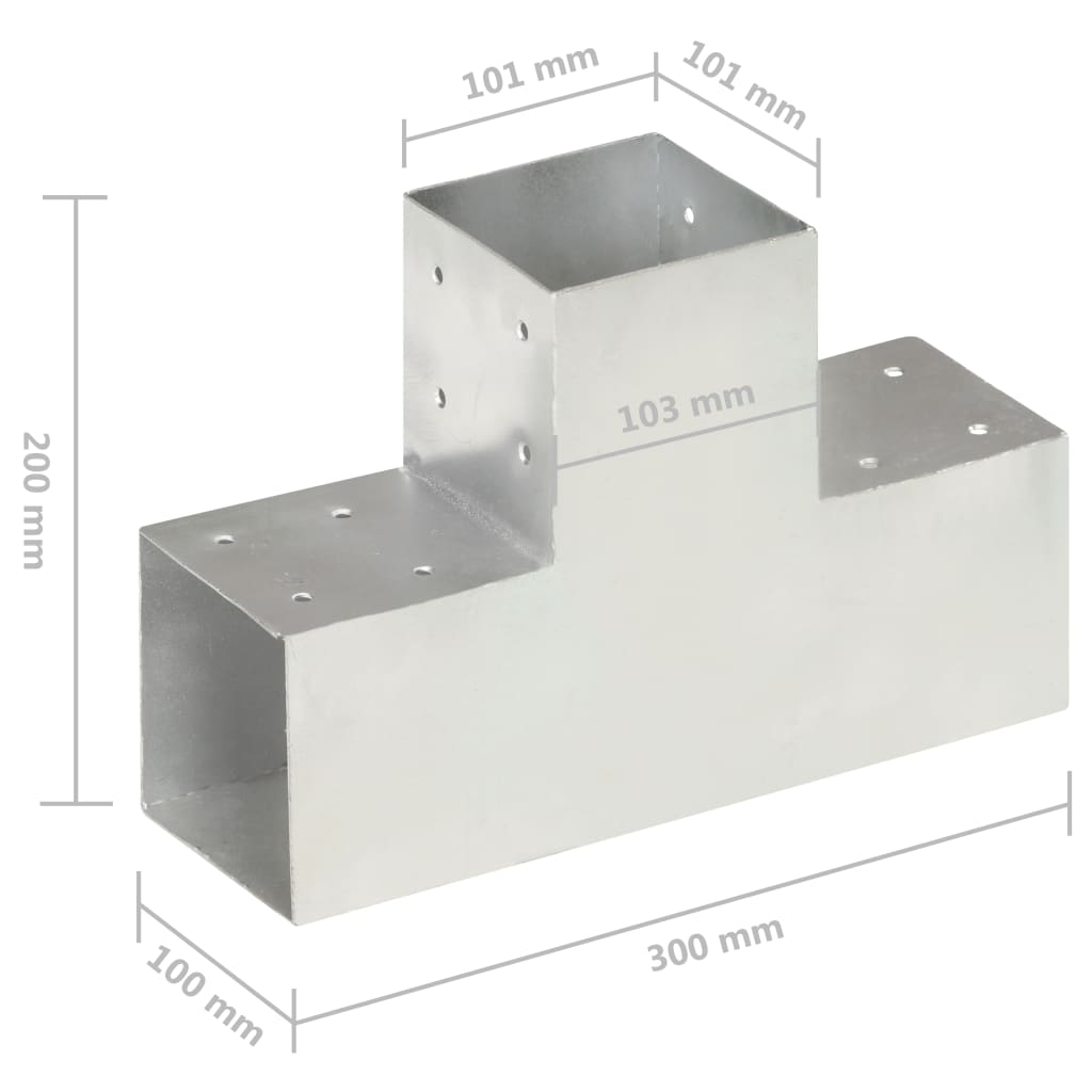 Tolppaliittimet 4 Kpl T-Muoto Galvanoitu Metalli 101X101 Mm