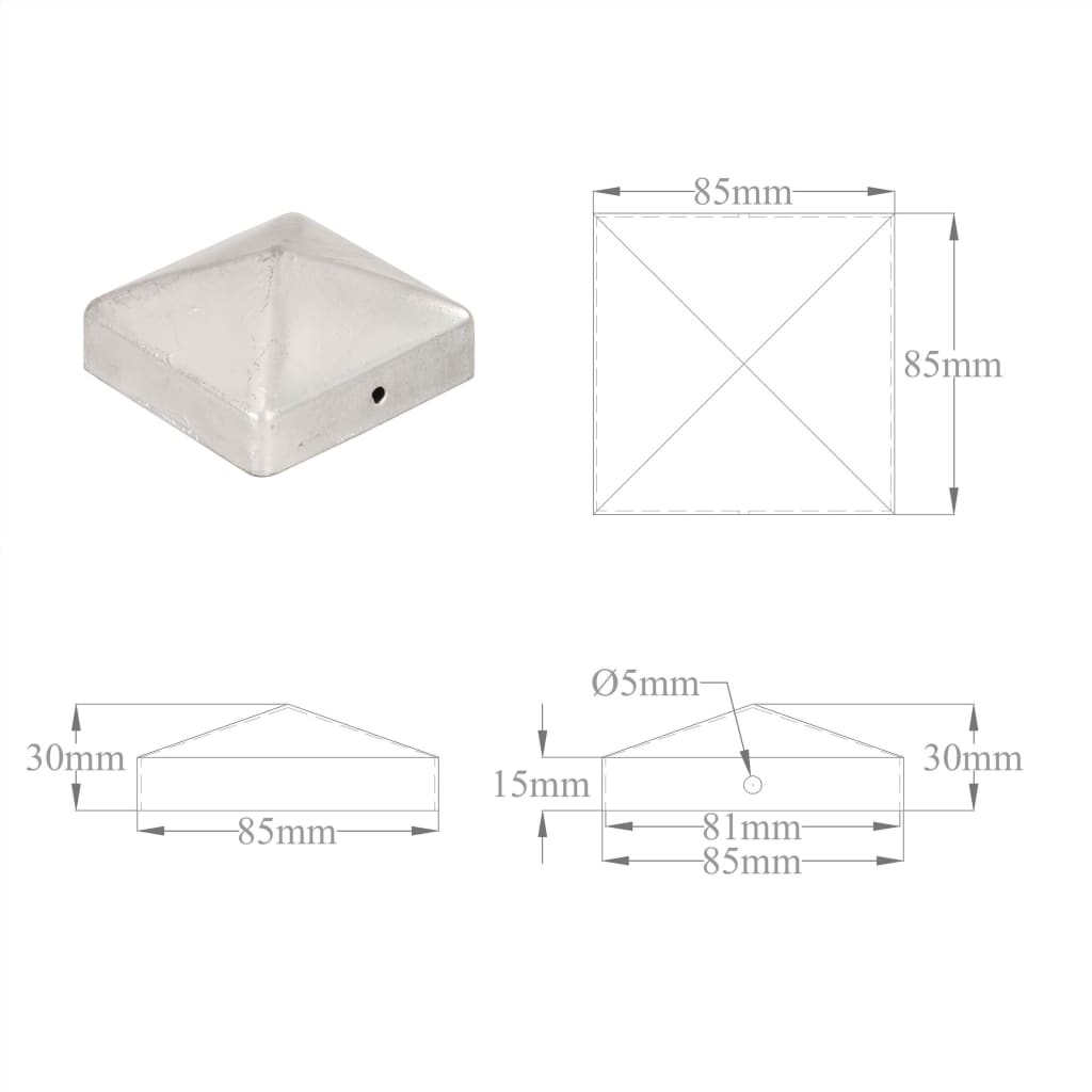 Pyramidin Muotoinen Aitatolpan Kärki 6 Kpl Metalli 81X81 Mm
