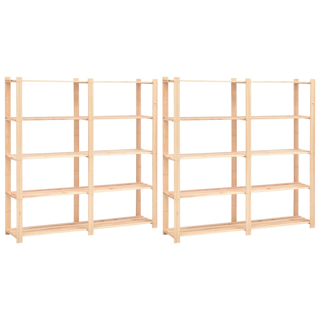 5-Kerroksiset Varastohyllyt 2Kpl 170X38X170Cm Täysi Mänty 500Kg