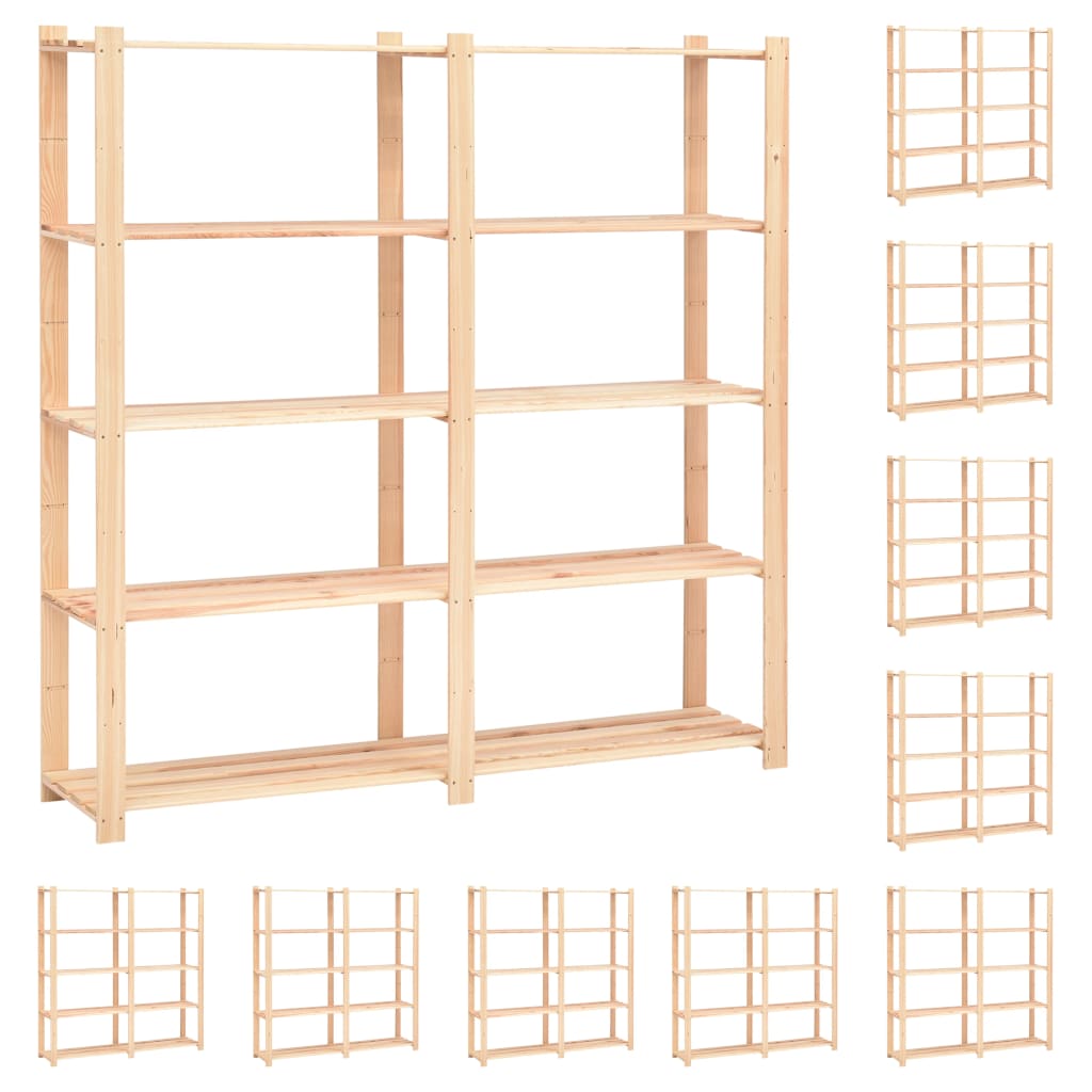 5-Kerroksiset Varastohyllyt 10 Kpl 170X38X170Cm Täysmänty 500Kg