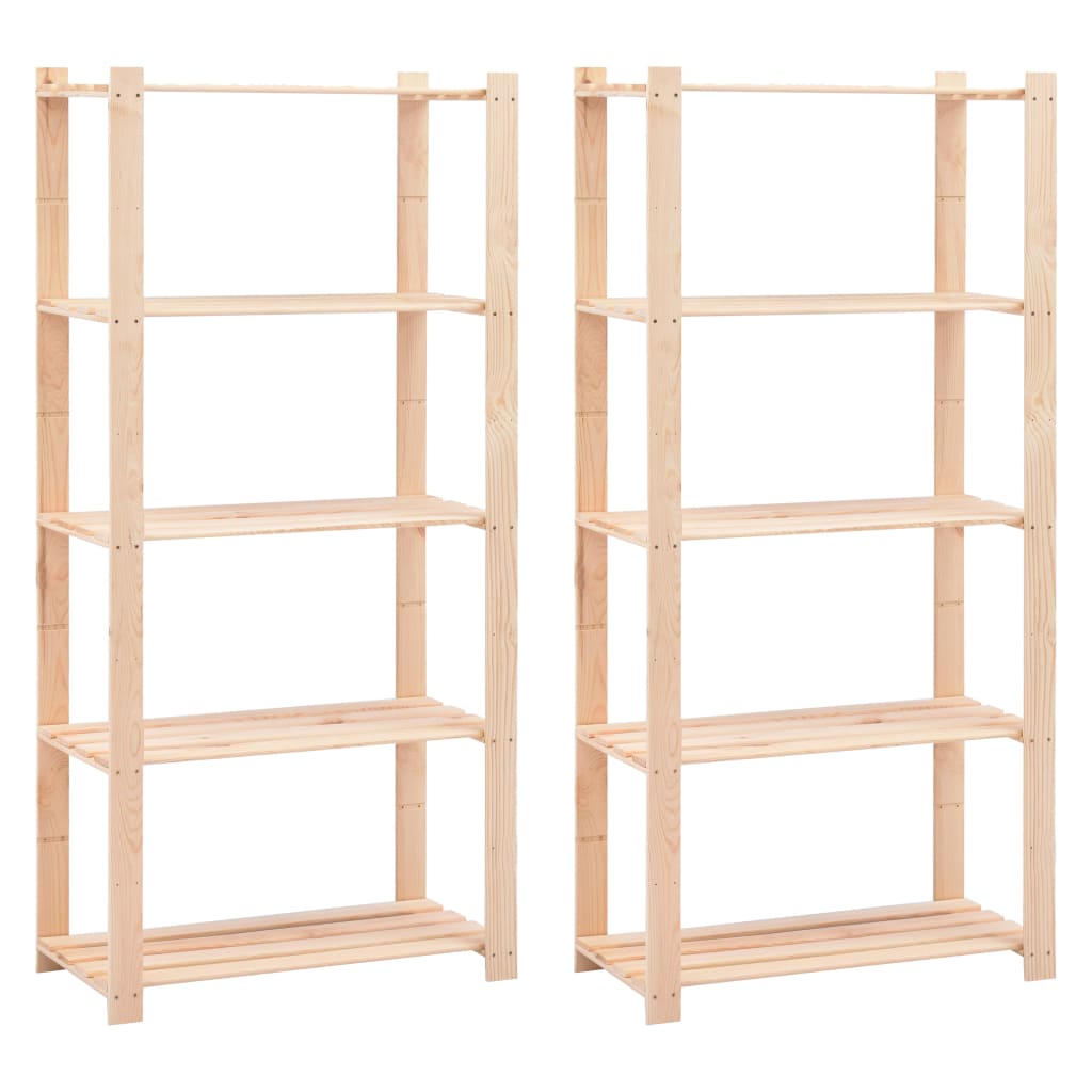 5-Kerroksiset Varastohyllyt 2 Kpl 80X38X170Cm Täysi Mänty 250Kg