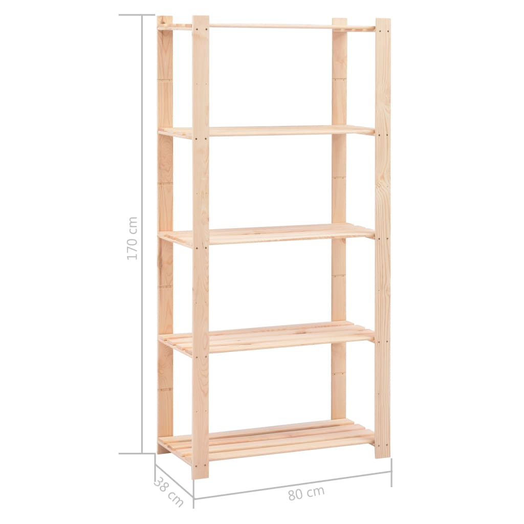 5-Kerroksiset Varastohyllyt 3 Kpl 80X38X170Cm Täysi Mänty 250Kg