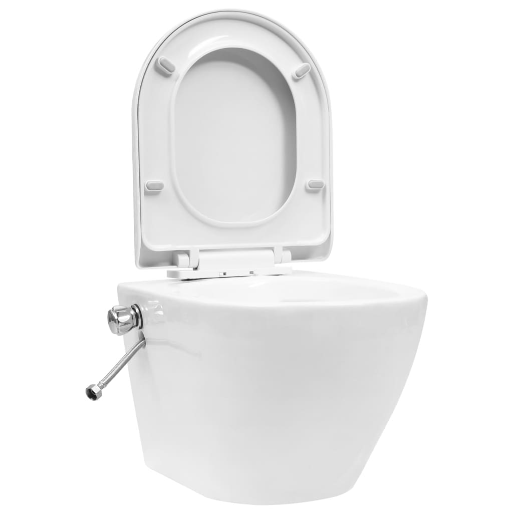 Seinäkiinnitettävä Reunaton Wc/Bidee Keramiikka Valkoinen