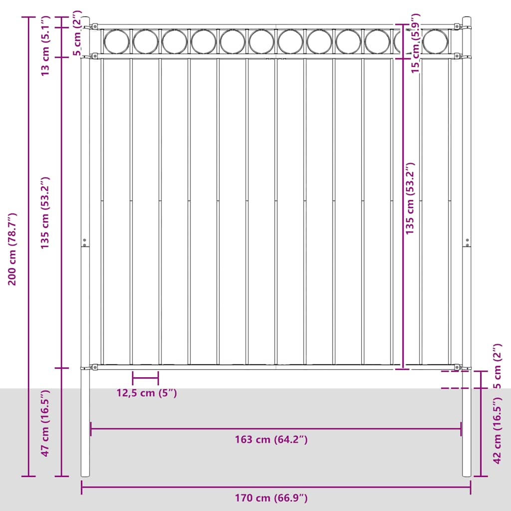 Puutarha-Aita Assen Teräs 1,7X1,5 M Musta