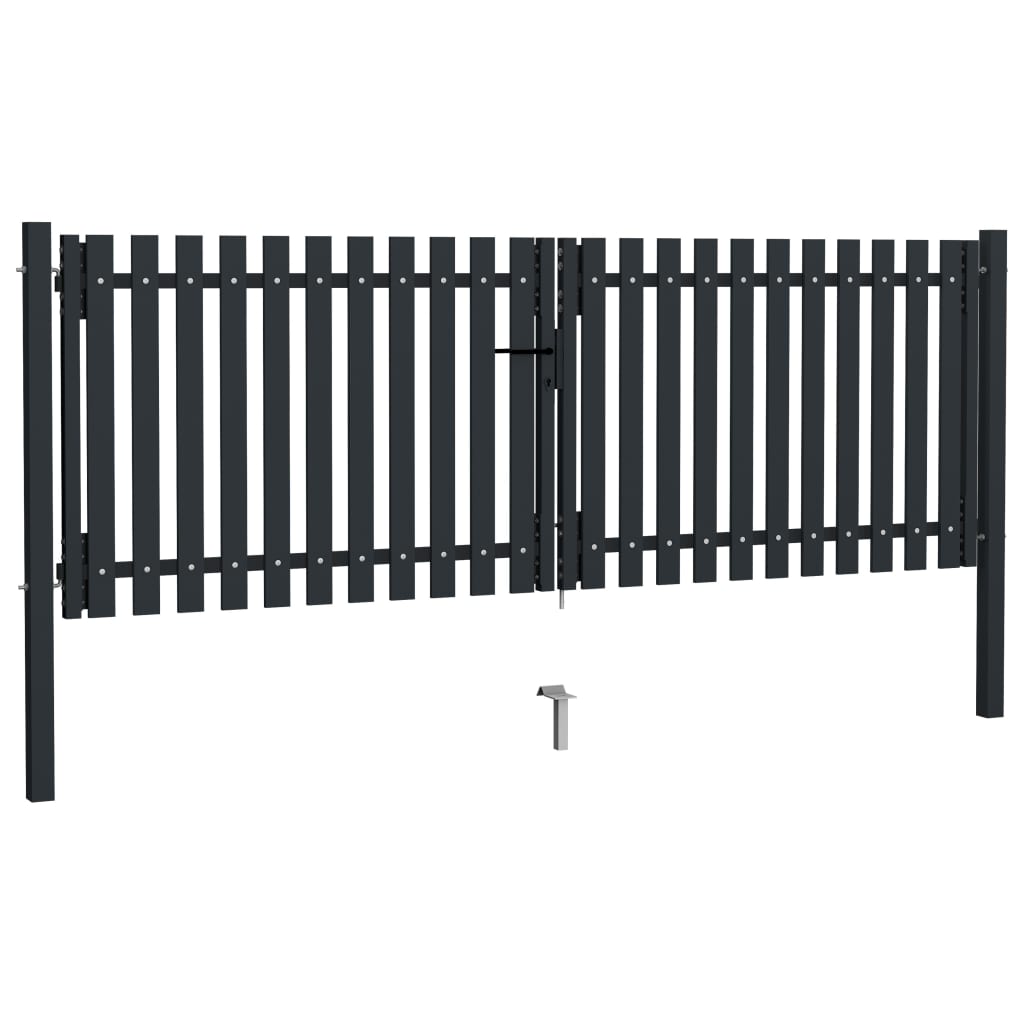 Kaksoisoviaitaportti Teräs 300X125 Cm Antrasiitti