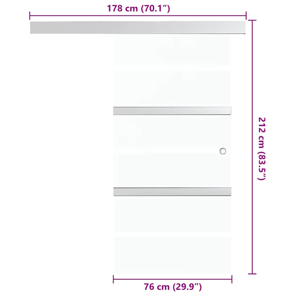 Liukuovi Esg-Lasi Ja Alumiini 76X212 Cm Hopea