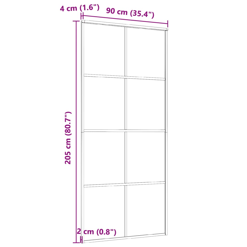Liukuovi Alumiini Ja Esg-Lasi 90X205 Cm Musta