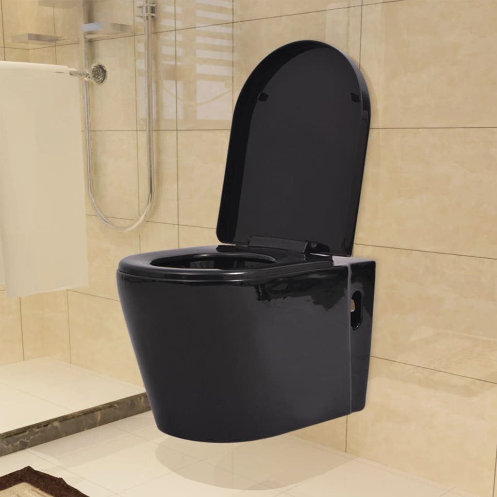 Seinään Kiinnitettävä Wc Piilotettu Säiliö Keraaminen Musta