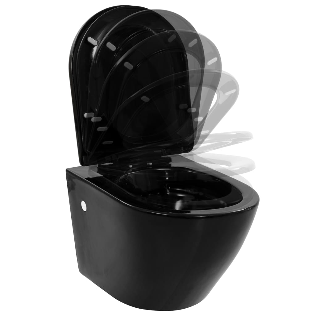 Seinään Kiinnitettävä Wc Piilotettu Säiliö Keraaminen Musta