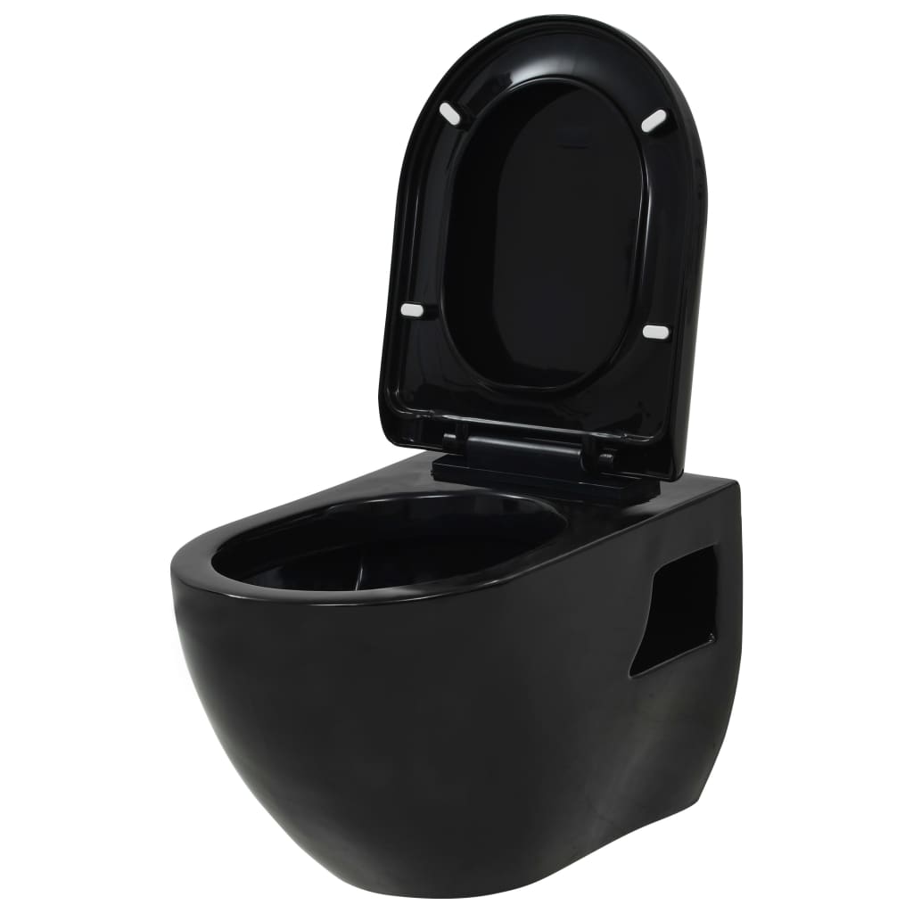Seinään Kiinnitettävä Wc Piilotettu Säiliö Keraaminen Musta