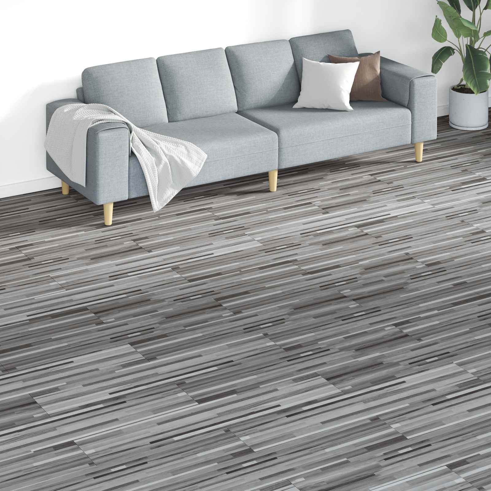 Lattialankut 18 Pcs Harmaa 5,26 M² Polyvinyylikloridi