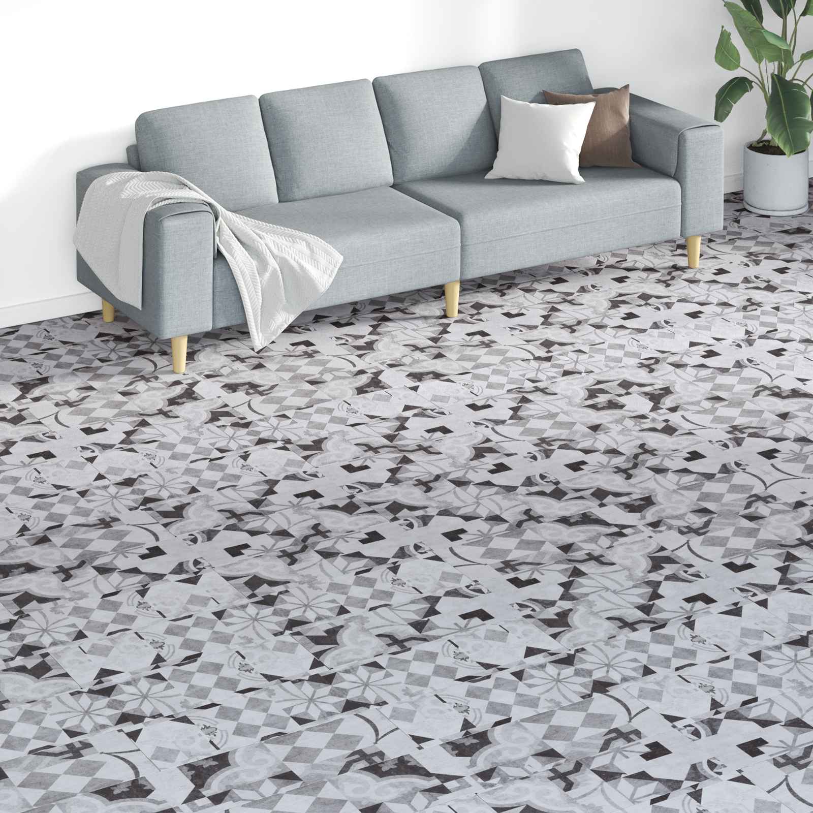 Lattialankut 18 Pcs Harmaa 5,26 M² Polyvinyylikloridi