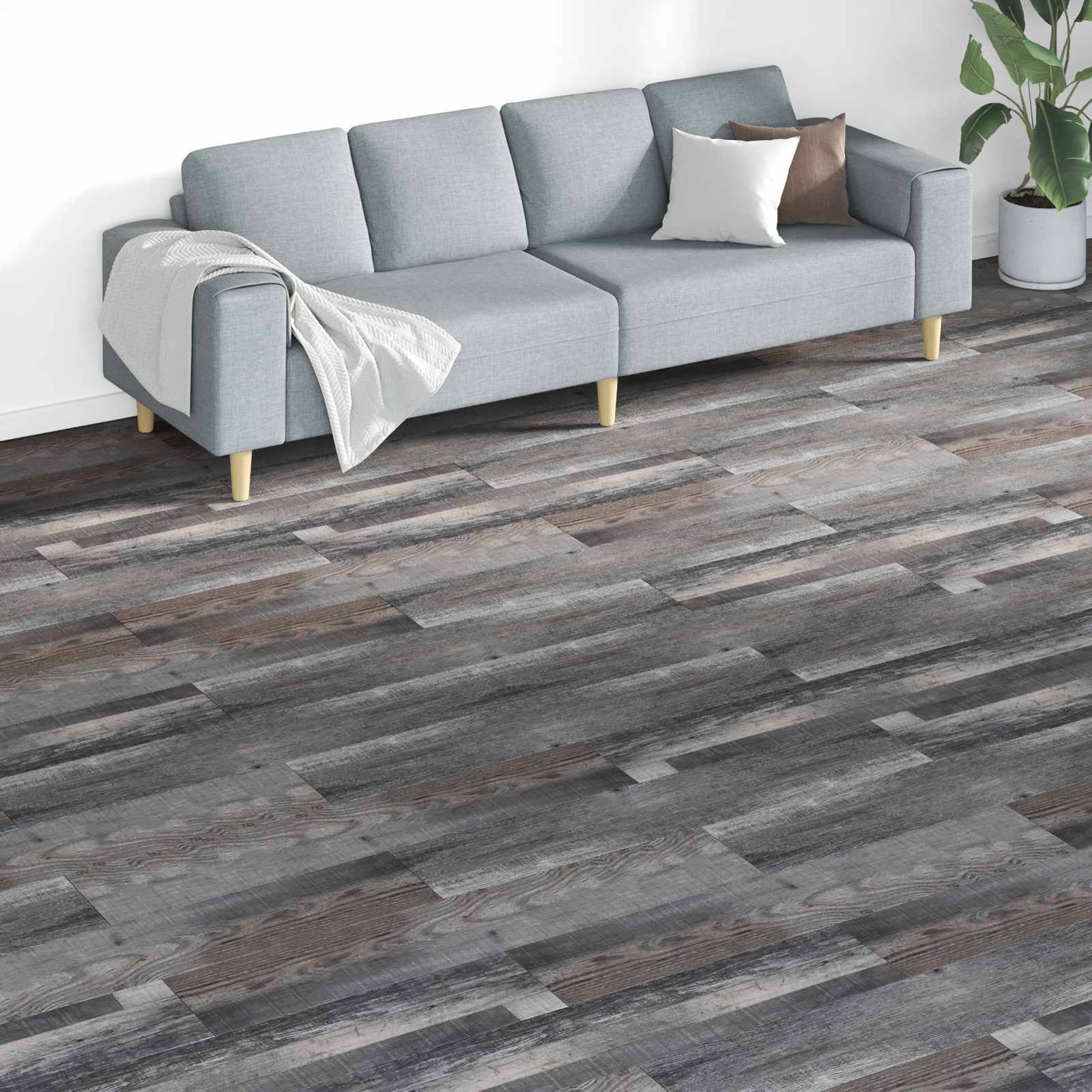 Lattialankut 18 Pcs Harmaa 5,26 M² Polyvinyylikloridi