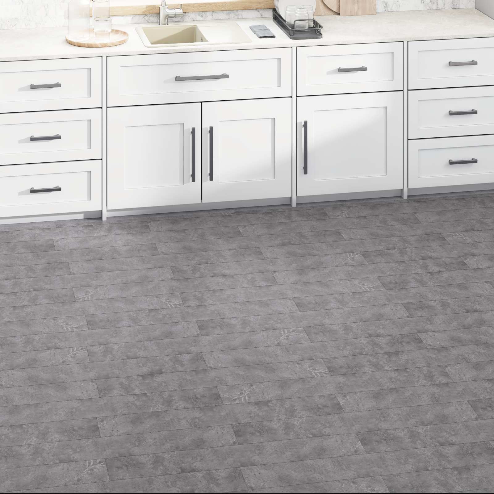Lattialankut 36 Pcs Betoni Harmaa 5,02 M² Polyvinyylikloridi