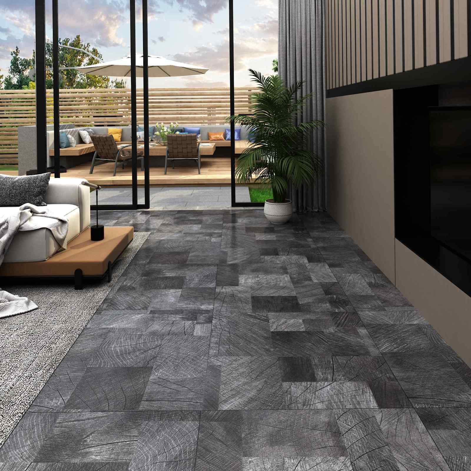 Lattialankut 5,11 M² 55 Pcs Polyvinyylikloridi Puupinta Harmaa