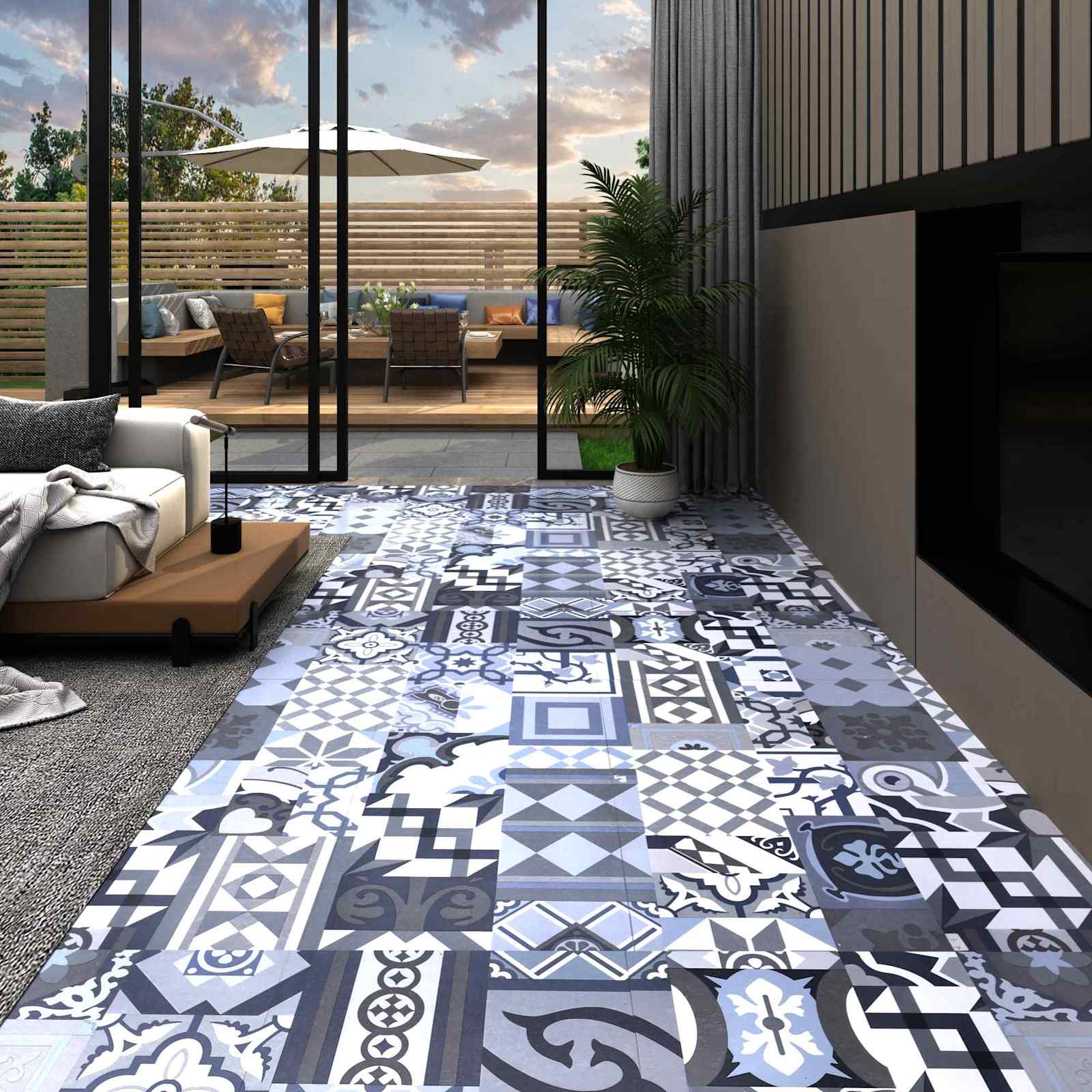 Lattialankut 5,11 M² 55 Pcs Polyvinyylikloridi Värikäs Kuvio