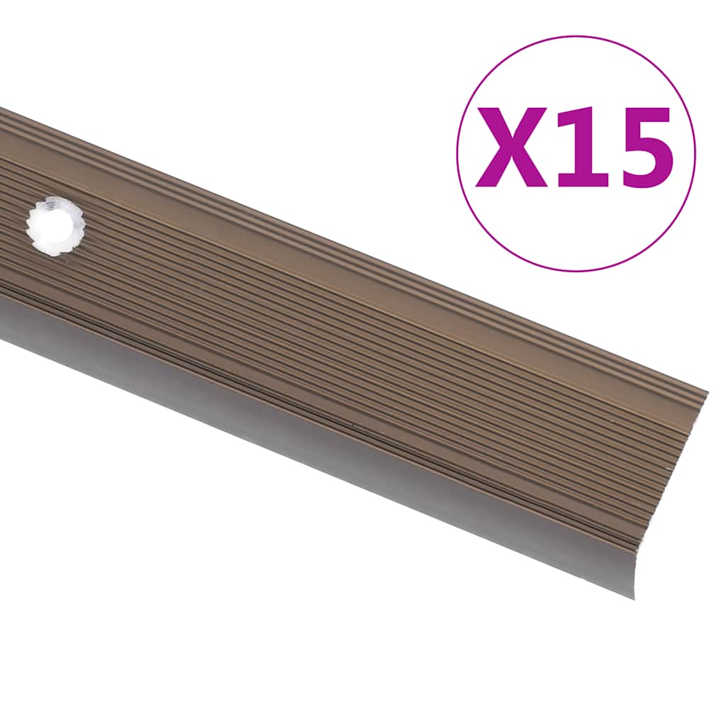 Portaikon Suojukset L-Muotoiset 15 Kpl Alumiini 90 Cm Ruskea