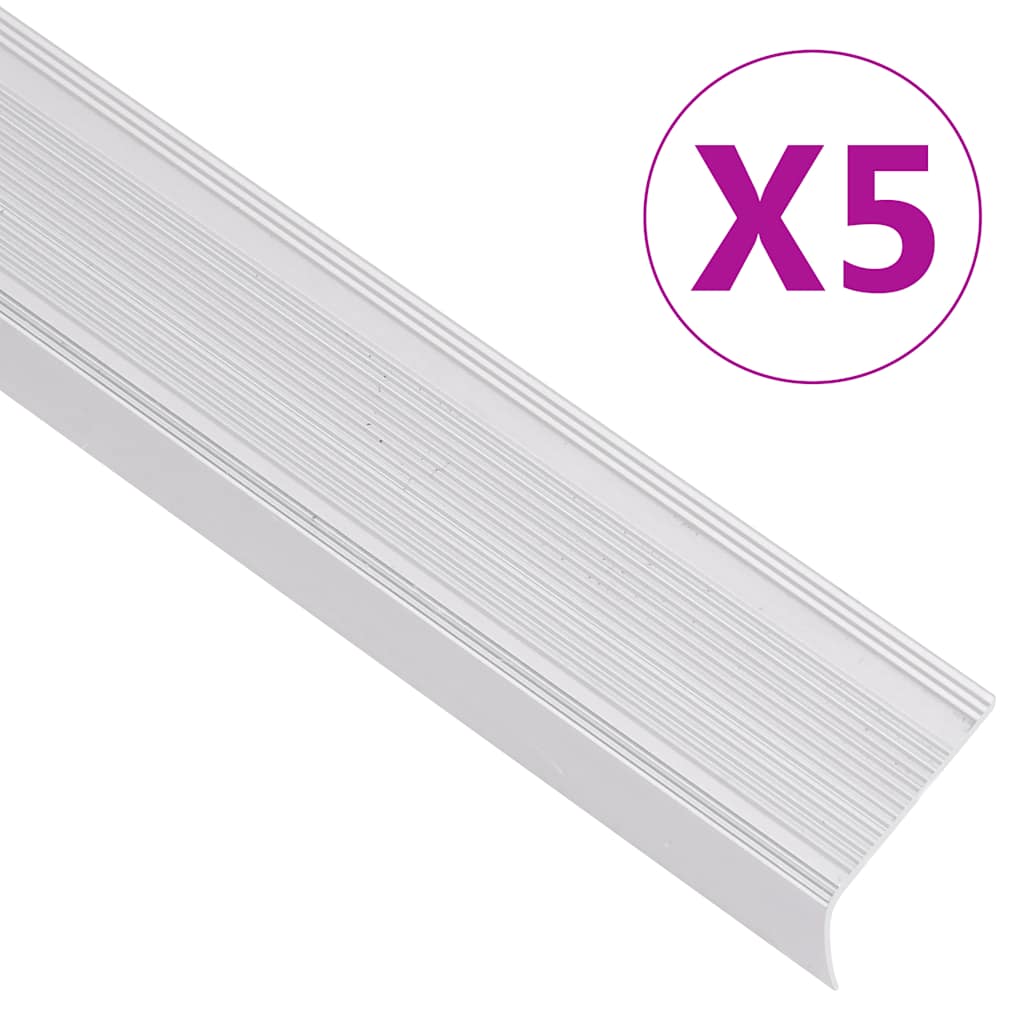 Portaikon Suojukset L-Muotoiset 5 Kpl Alumiini 100 Cm Hopea