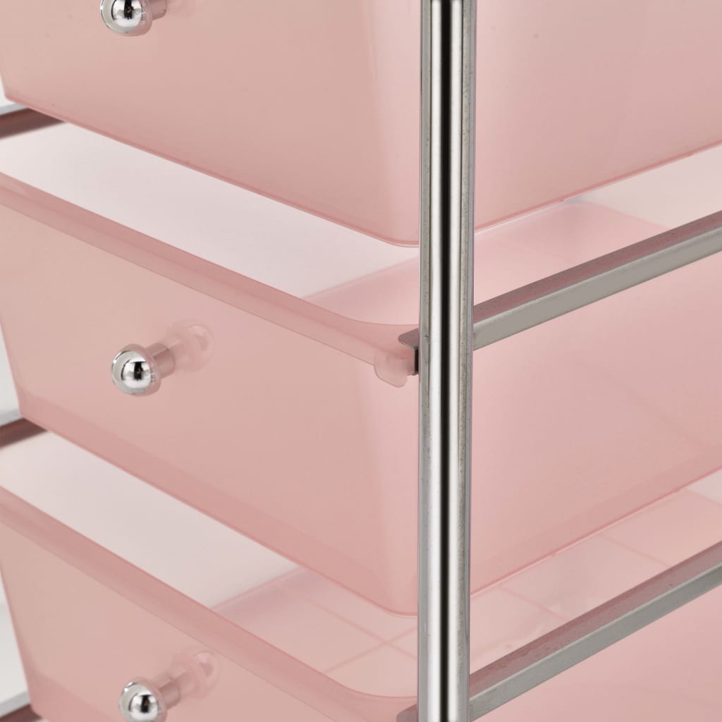 4 Laatikon Liikkuva Säilytysvaunu Pinkki Muovi