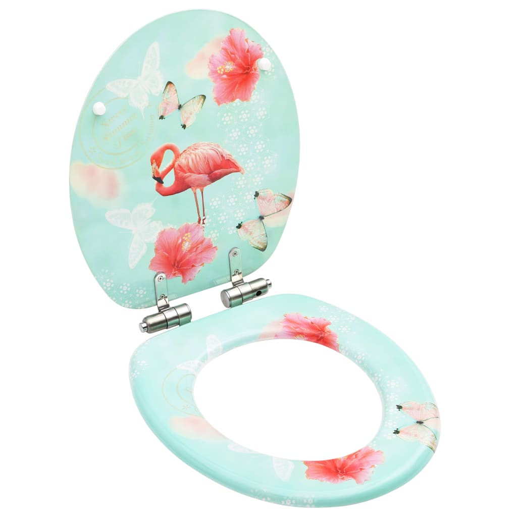 Wc-Istuin Soft Close -Kannella Mdf Flamingokuosi