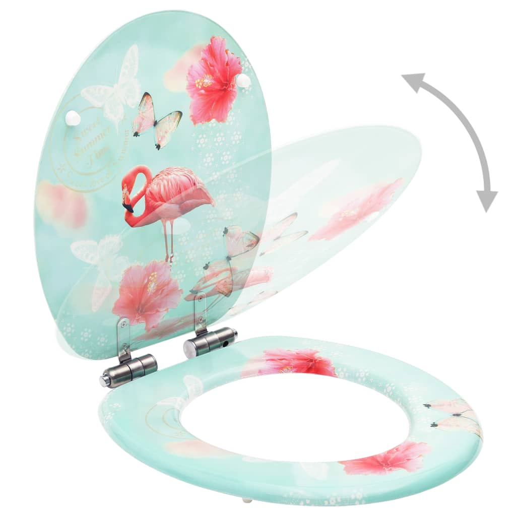 Wc-Istuin Soft Close -Kannella Mdf Flamingokuosi
