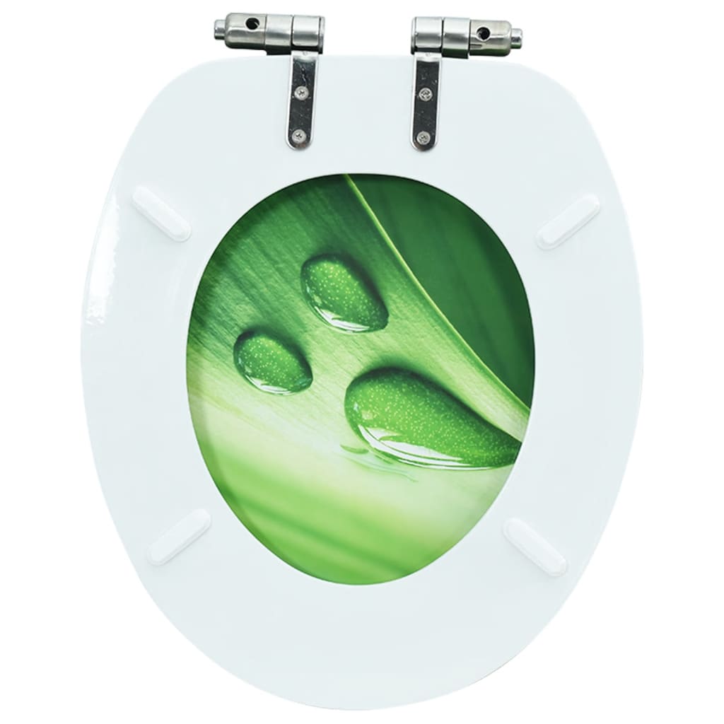 Wc-Istuin Soft Close -Kannella Mdf Vihreä Vesipisarakuvio