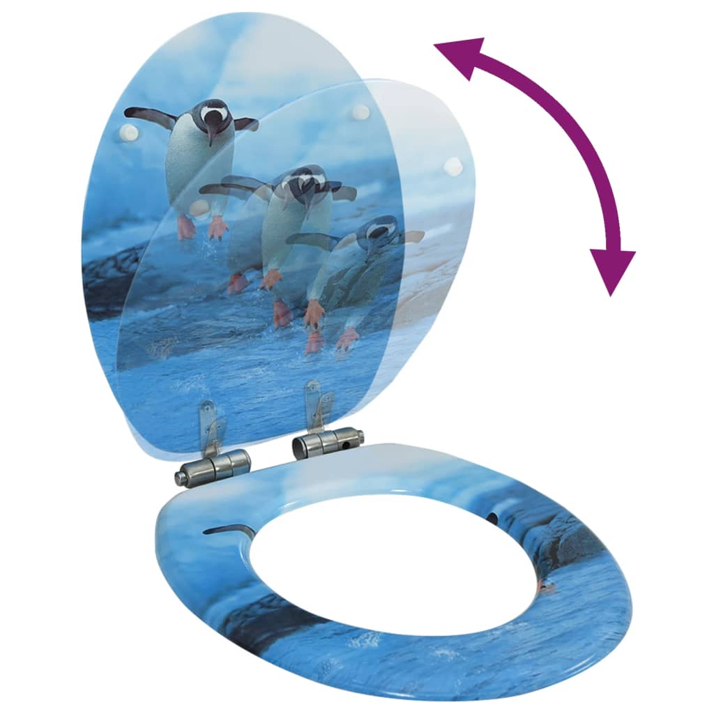 Wc-Istuin Soft Close -Kannella Mdf Pingviinikuosi