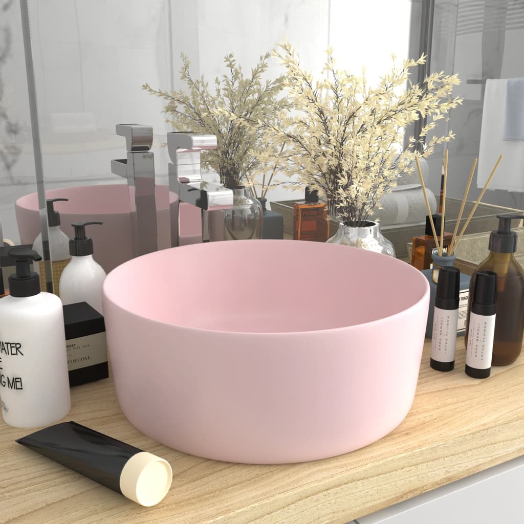 Ylellinen Pesuallas Pyöreä Matta Pinkki 40X15 Cm Keraamiikka