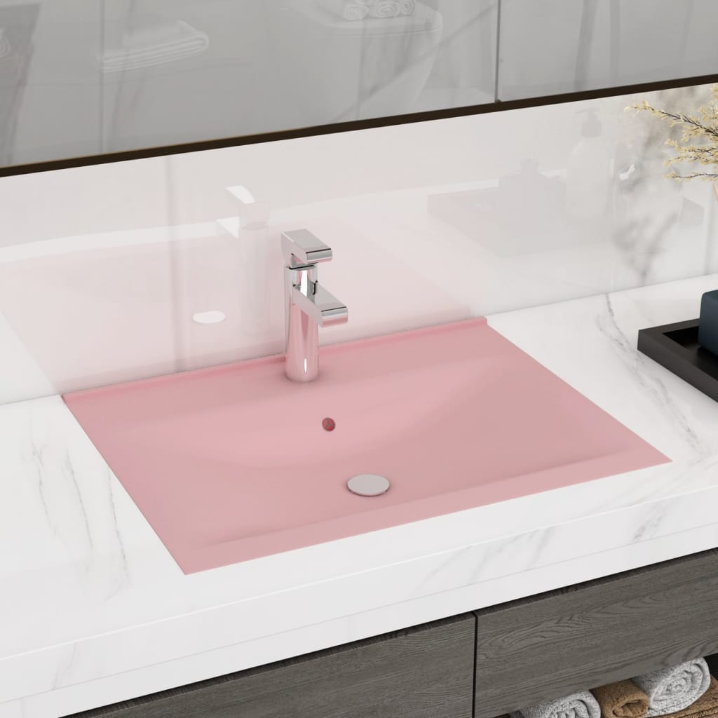 Ylellinen Pesuallas Hanareiällä Matta Pinkki 60X46 Cm Keraami