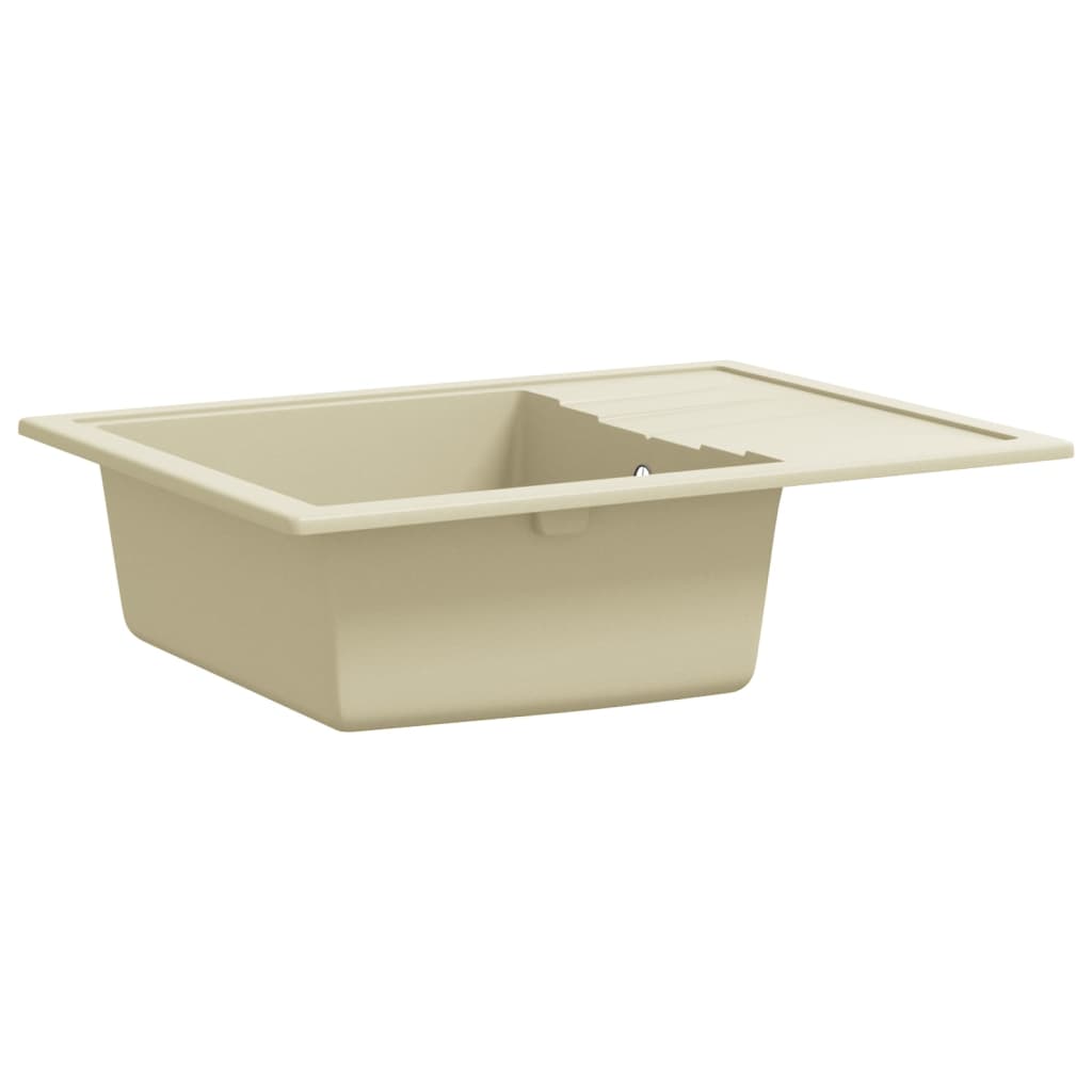 Keittiön Tiskiallas Ylivuotoreiällä Ovaali Beige Graniitti