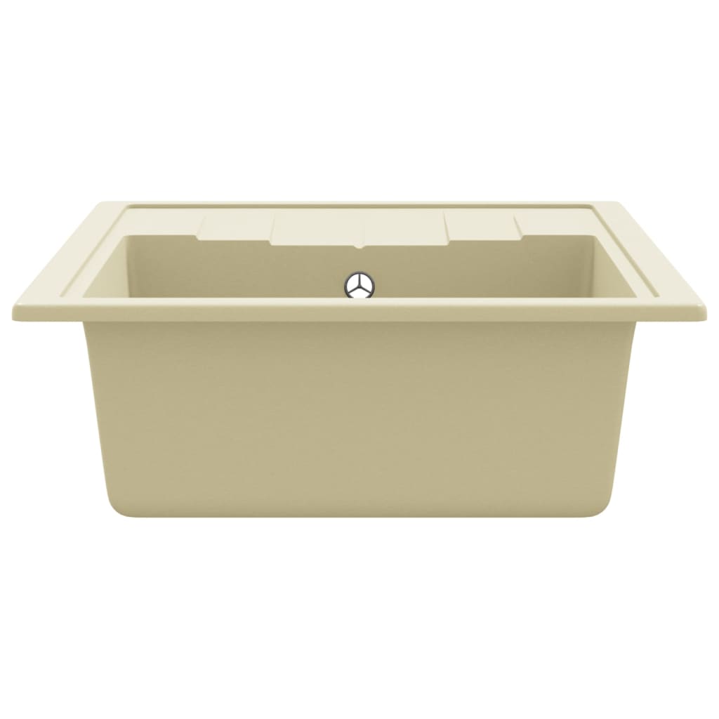 Keittiön Tiskiallas Ylivuotoreiällä Ovaali Beige Graniitti