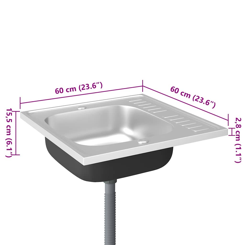 Tiskiallas Viemärisarjalla Hopea 600X600X155 Mm Ruostum. Teräs
