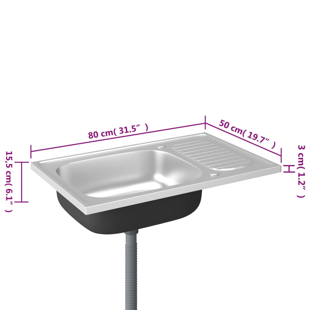 Tiskiallas Viemärisarjalla Hopea 800X500X155 Mm Ruostum. Teräs