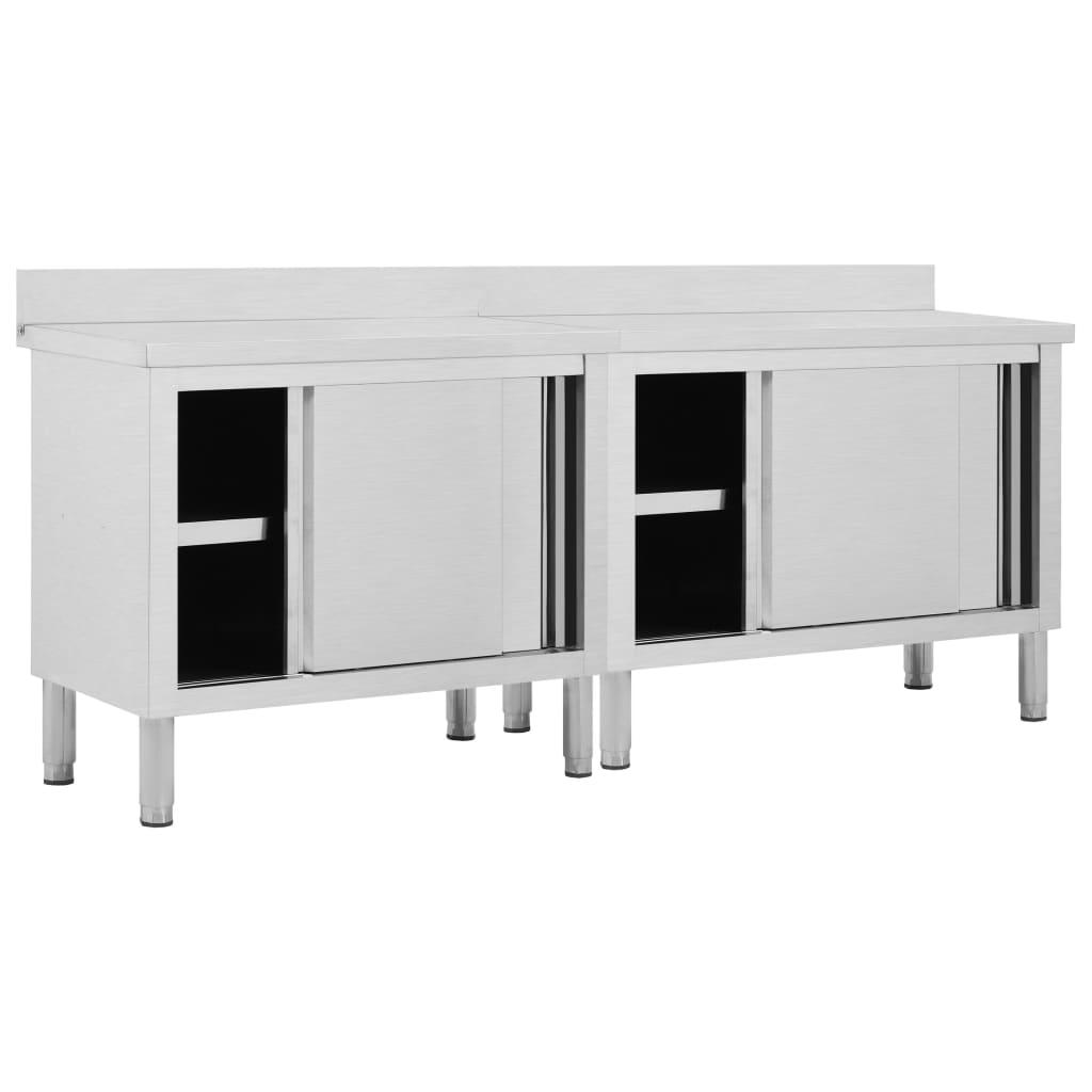 Keittiön Työpöydät Liukuovet 2 Kpl 200X50X(95-97)Cm Ruost Teräs