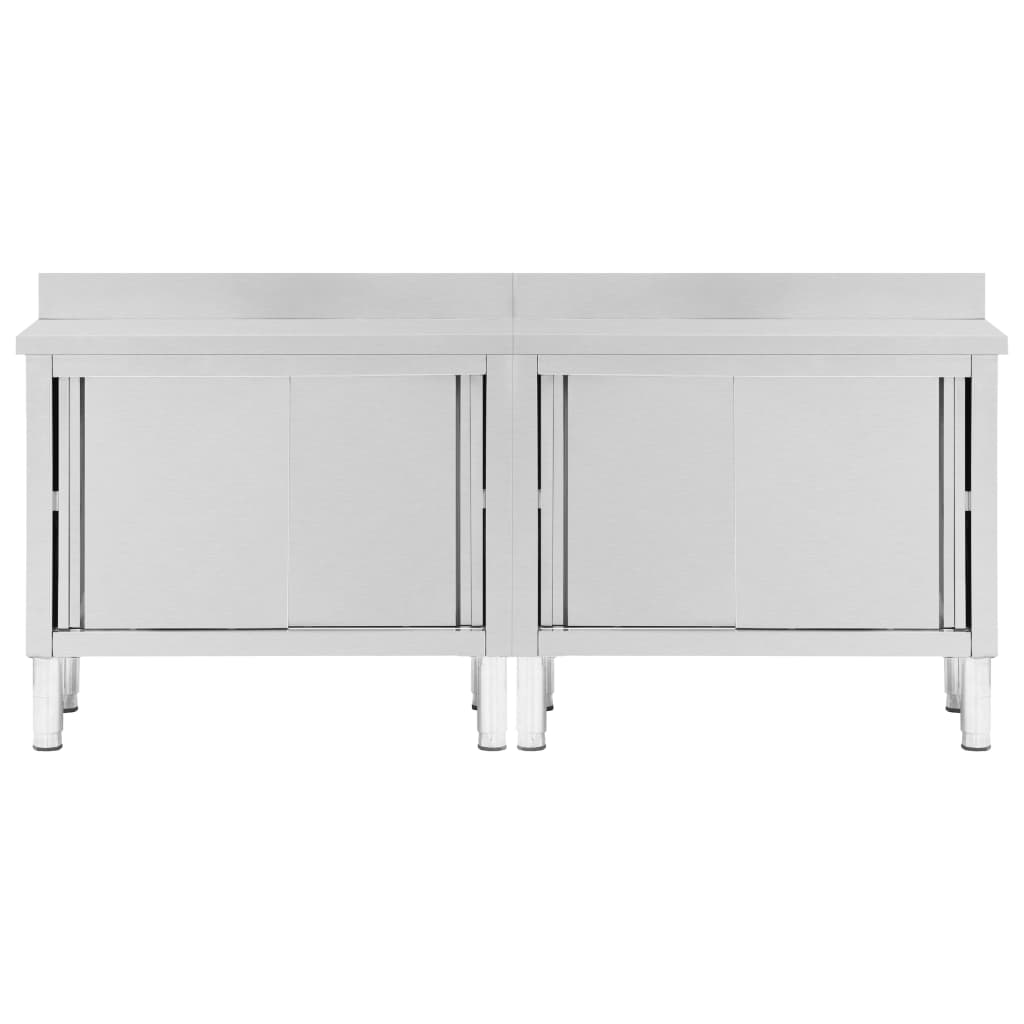 Keittiön Työpöydät Liukuovet 2 Kpl 200X50X(95-97)Cm Ruost Teräs