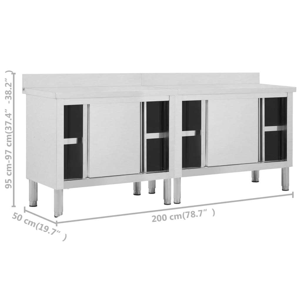 Keittiön Työpöydät Liukuovet 2 Kpl 200X50X(95-97)Cm Ruost Teräs