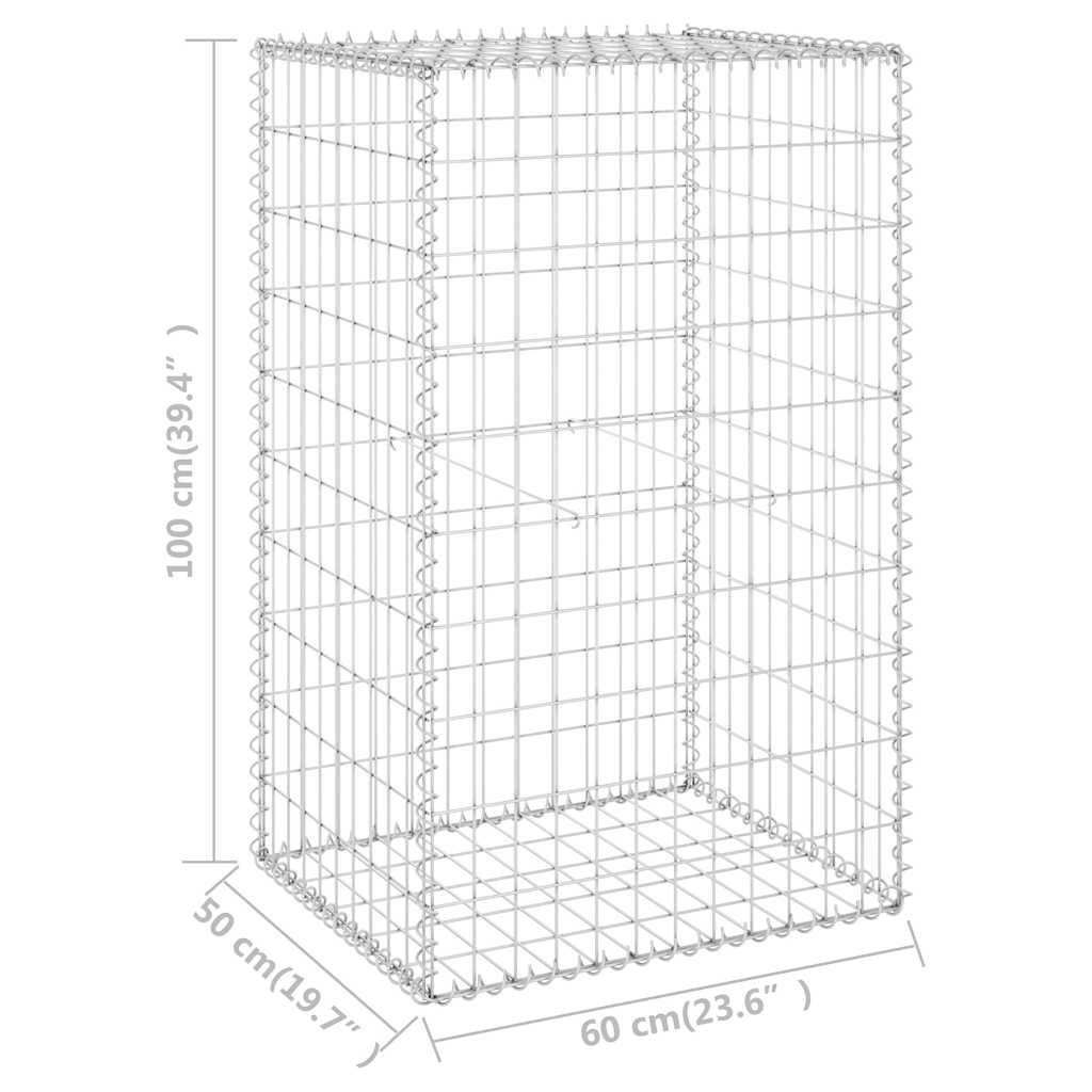 Gabion-Kivikori Kansilla Galvanoitu Teräs 60X50X100 Cm