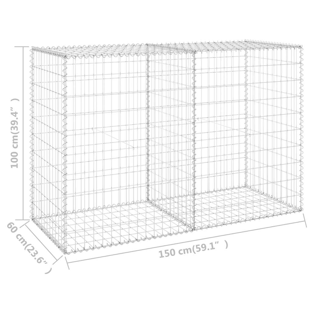Gabion-Kivikori Kansilla Galvanoitu Teräs 150X60X100 Cm