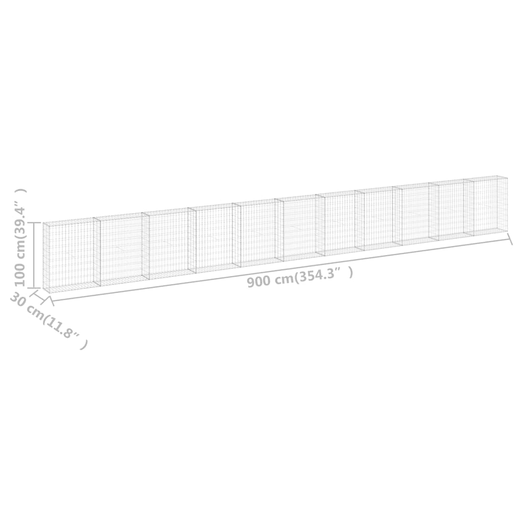 Gabion-Kivikori Kansilla Galvanoitu Teräs 900X30X100 Cm