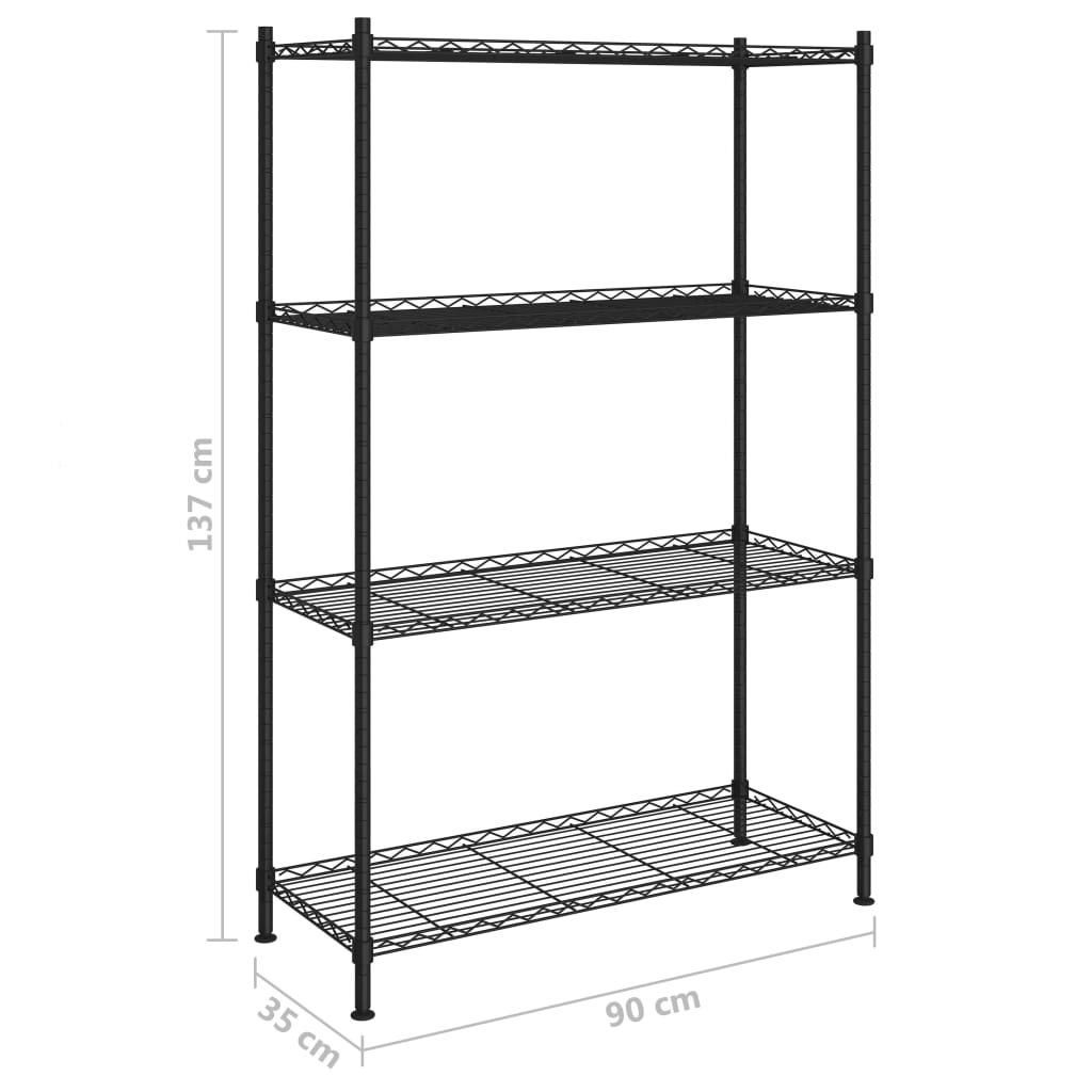 4-Kerroksinen Varastohylly 90X35X137 Cm Musta 200 Kg