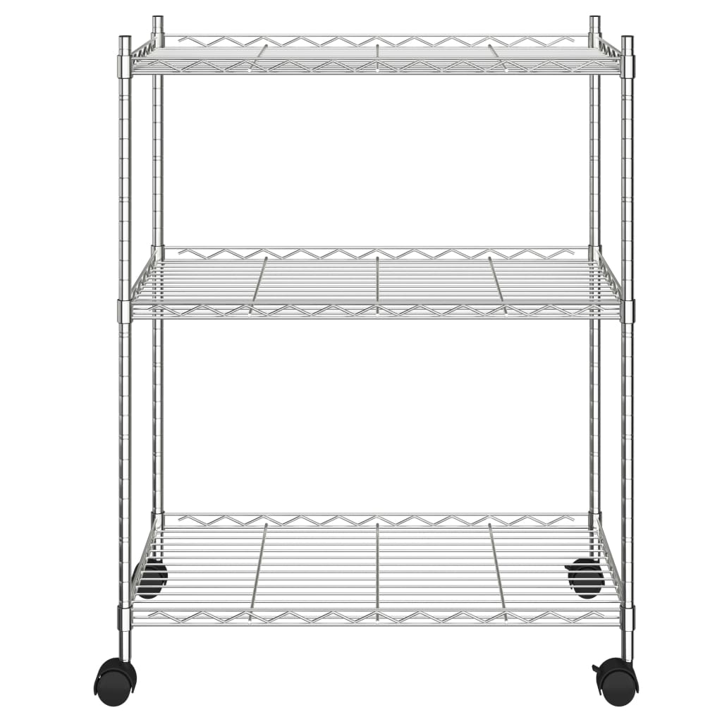 3-Kerroksinen Säilytysvaunu 60X35X81 Cm Kromi 150 Kg