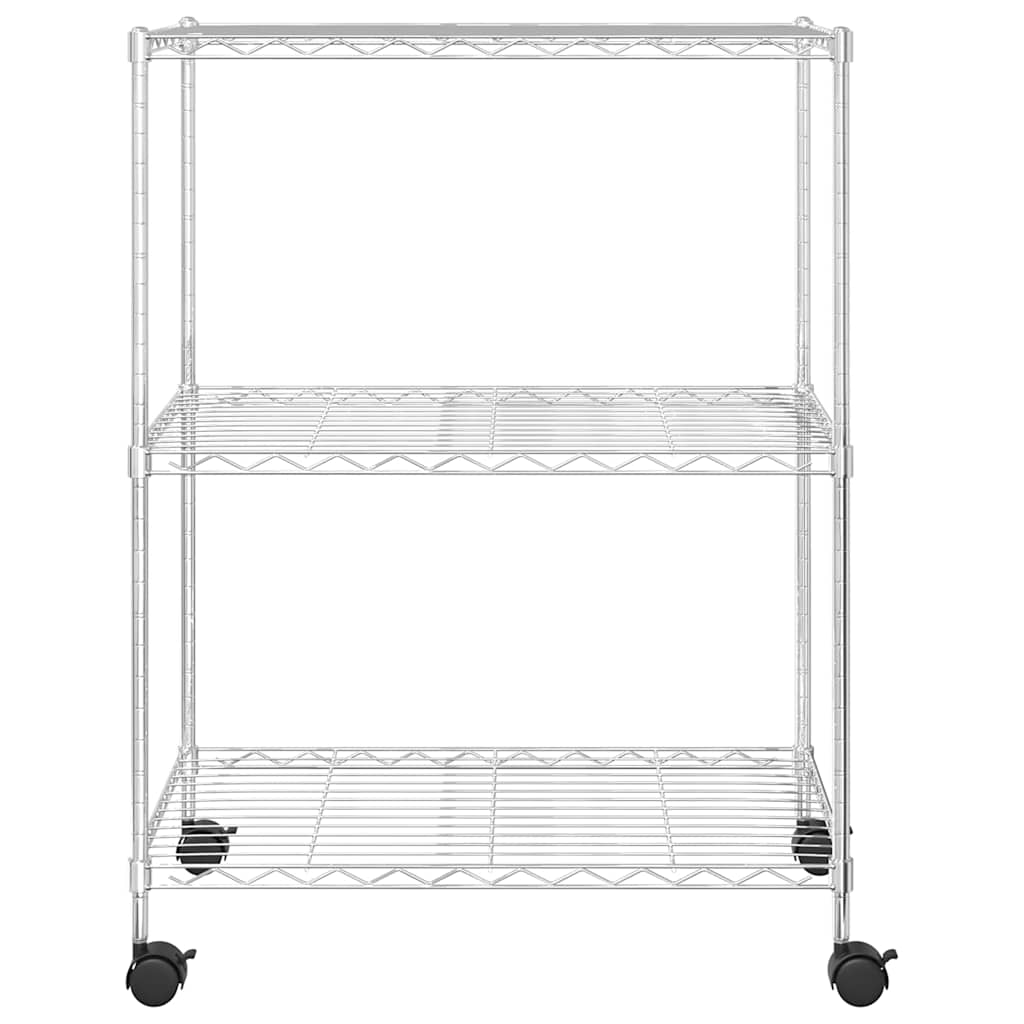 3-Kerroksinen Säilytysvaunu 60X35X81 Cm Kromi 150 Kg