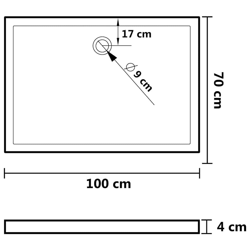 Suihkualusta Suorakaide Abs Musta 70X100 Cm