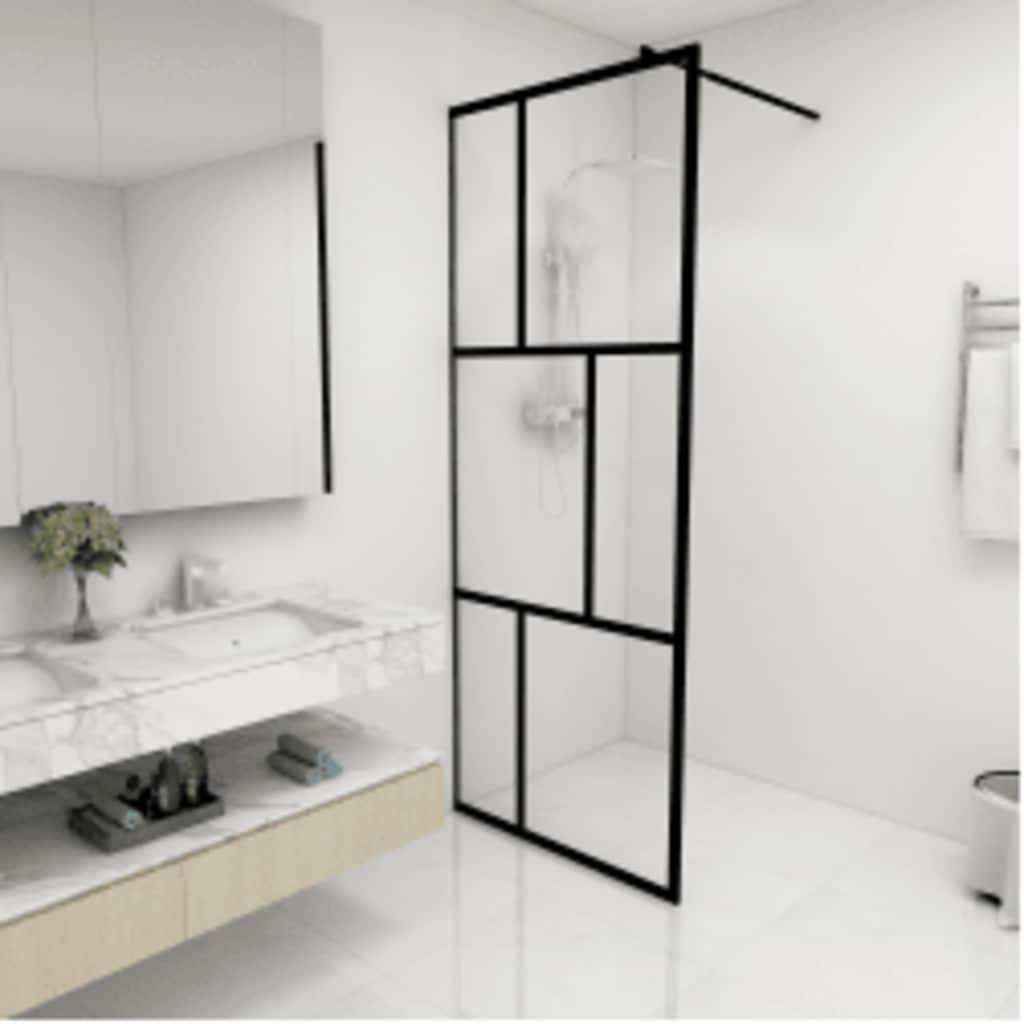 Walk-In Suihkuseinä Karkaistu Lasi Musta 80X195 Cm