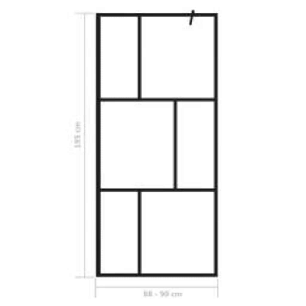 Walk-In Suihkuseinä Karkaistu Lasi Musta 90X195 Cm