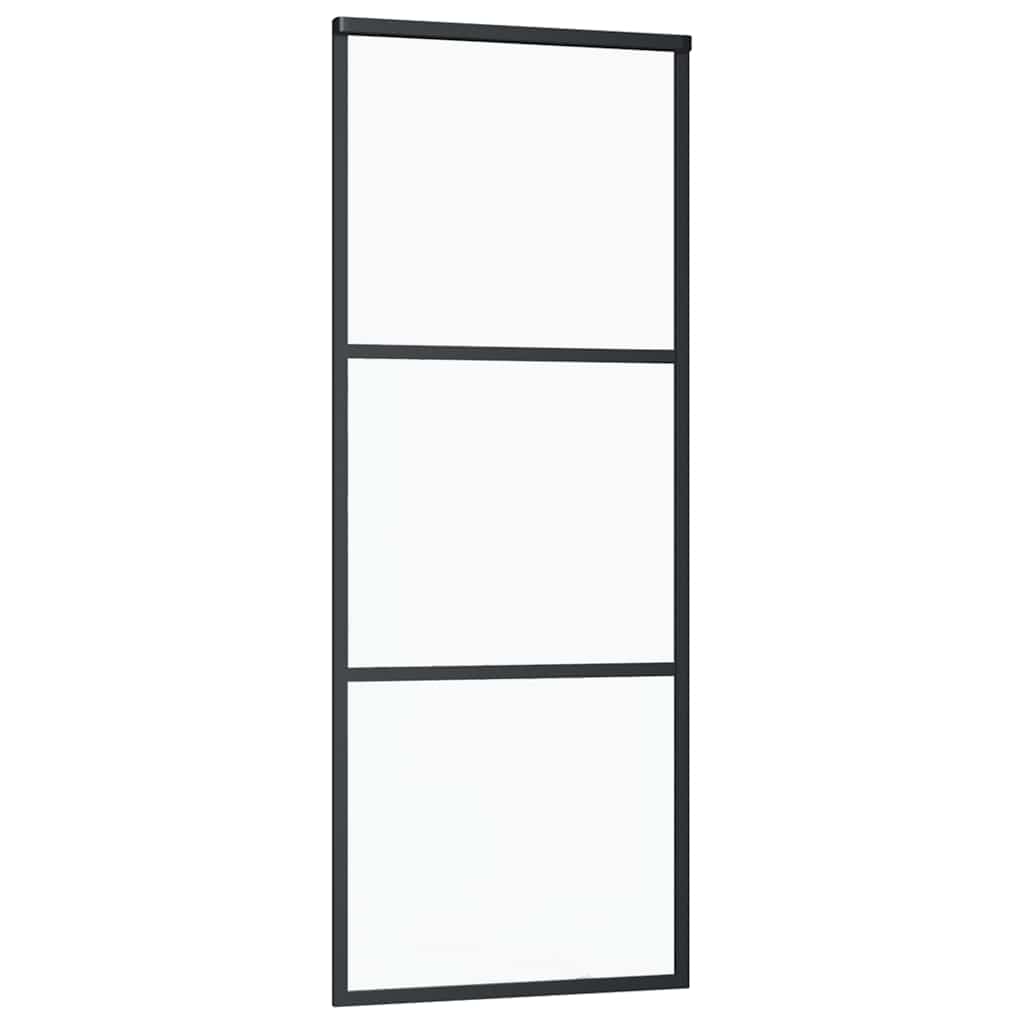 Liukuovi 3-Paneelinen Esg-Lasi Ja Alumiini 76X205 Cm Musta